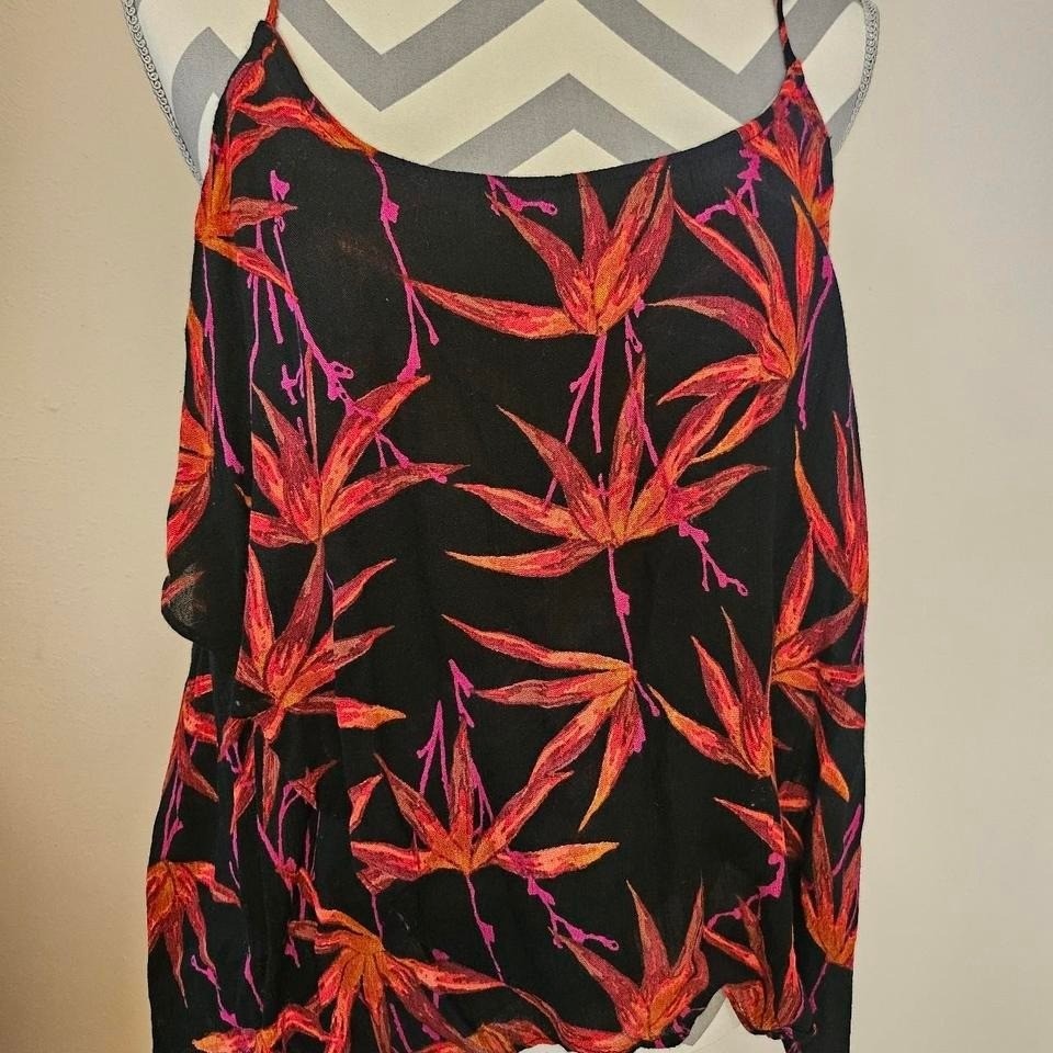Free People Intimately Floral Cami Top M Black Pink Boho Y2k Coquette Flowy